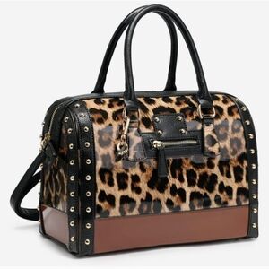 Chic Leopard and Black Satchel